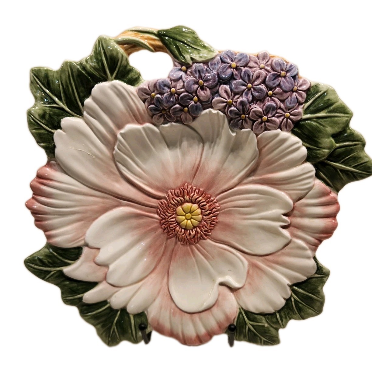 Vintage Fitz and Floyd Fauna & Flora Ceramic Flower Canapè Plate 10.5