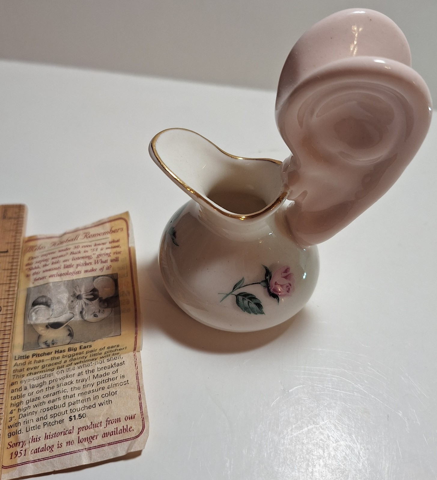 Vintage JH McKinnon “Little Pitcher With Big Ears” Novelty Creamer + Article Vintage JH McKinnon “Little Pitcher With Big Ears” Novelty Creamer + Article