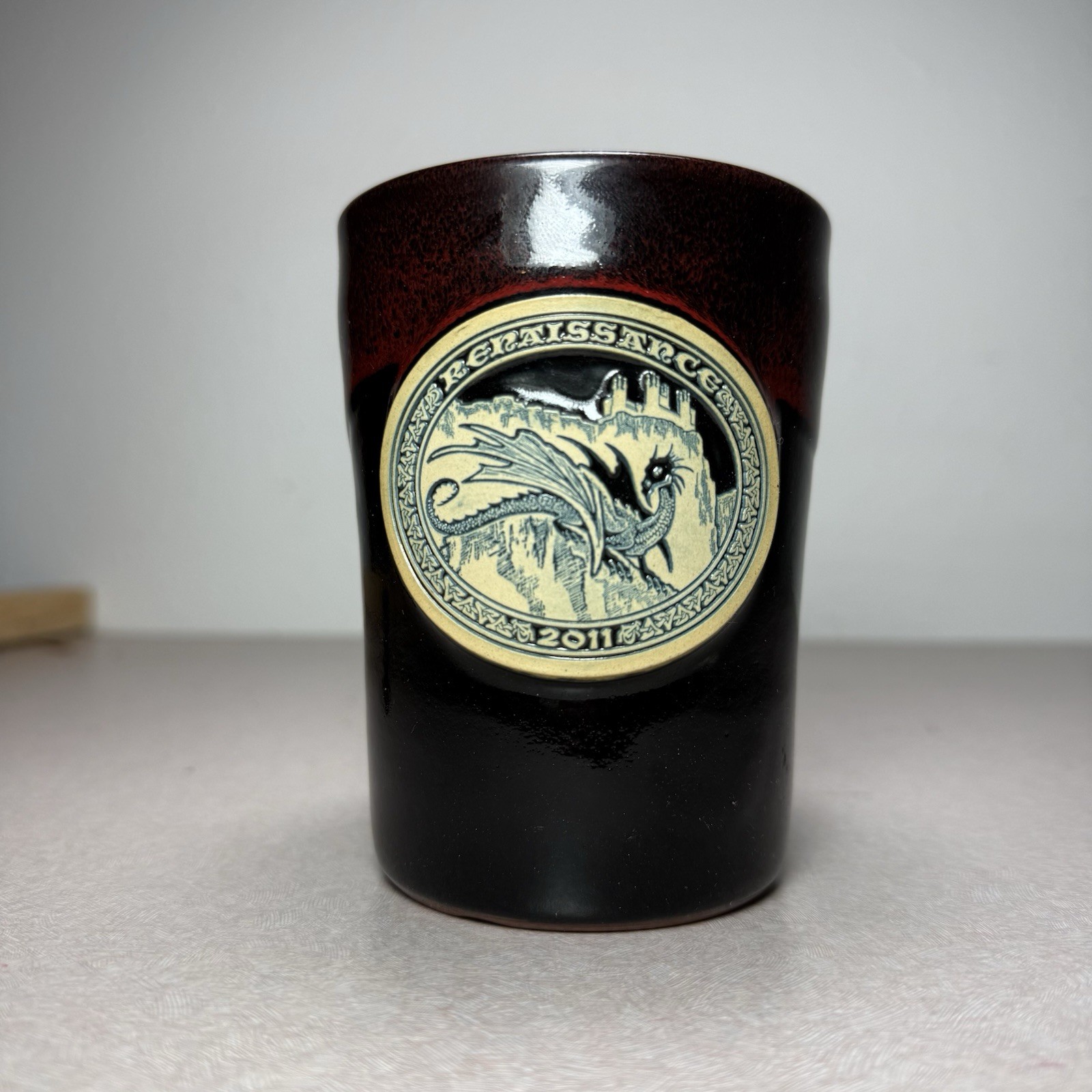 RARE Deneen Pottery 2011 Renaissance Dragon Castle Tumbler Hand Thrown USA RARE Deneen Pottery 2011 Renaissance Dragon Castle Tumbler Hand Thrown USA