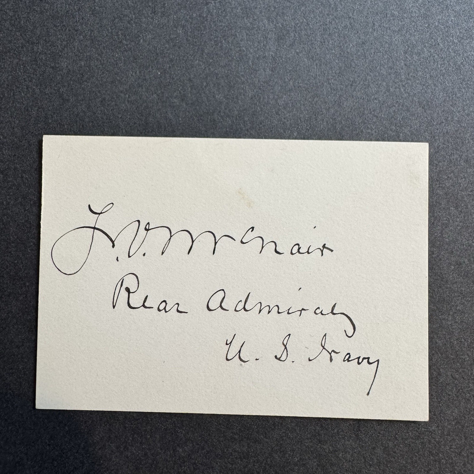 Rear Admiral Frederick V. McNair Signed Autograph Card US Navy Medal of Honor