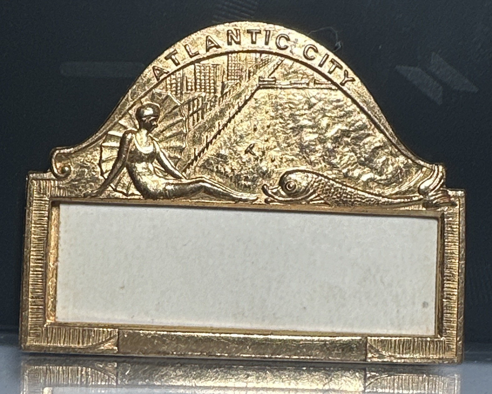 1920’s Atlantic City New Jersey Boardwalk Steel Pier Art Deco Name Badge Pinback