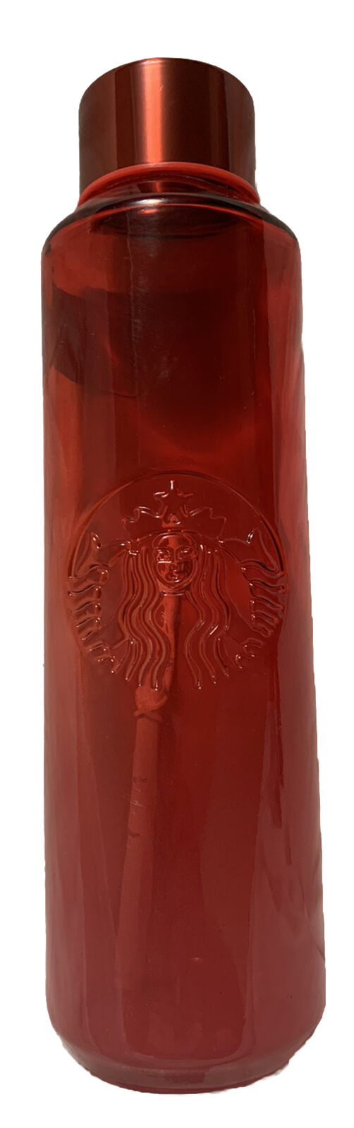 Pristine Starbucks 2022 Red Recycled Glass with Lid 20oz Tumbler Embossed Logo