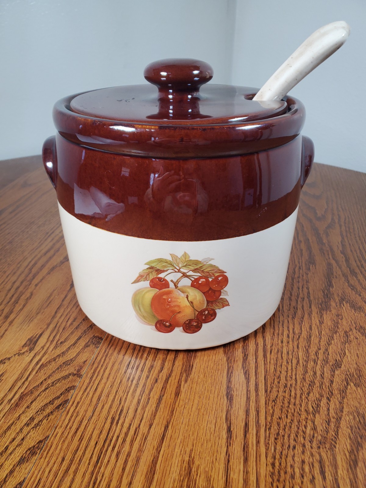 McCoy Vintage Bean Pot Stoneware Crock 1420L Two-tone Brown/Creamy Beige Glaze
