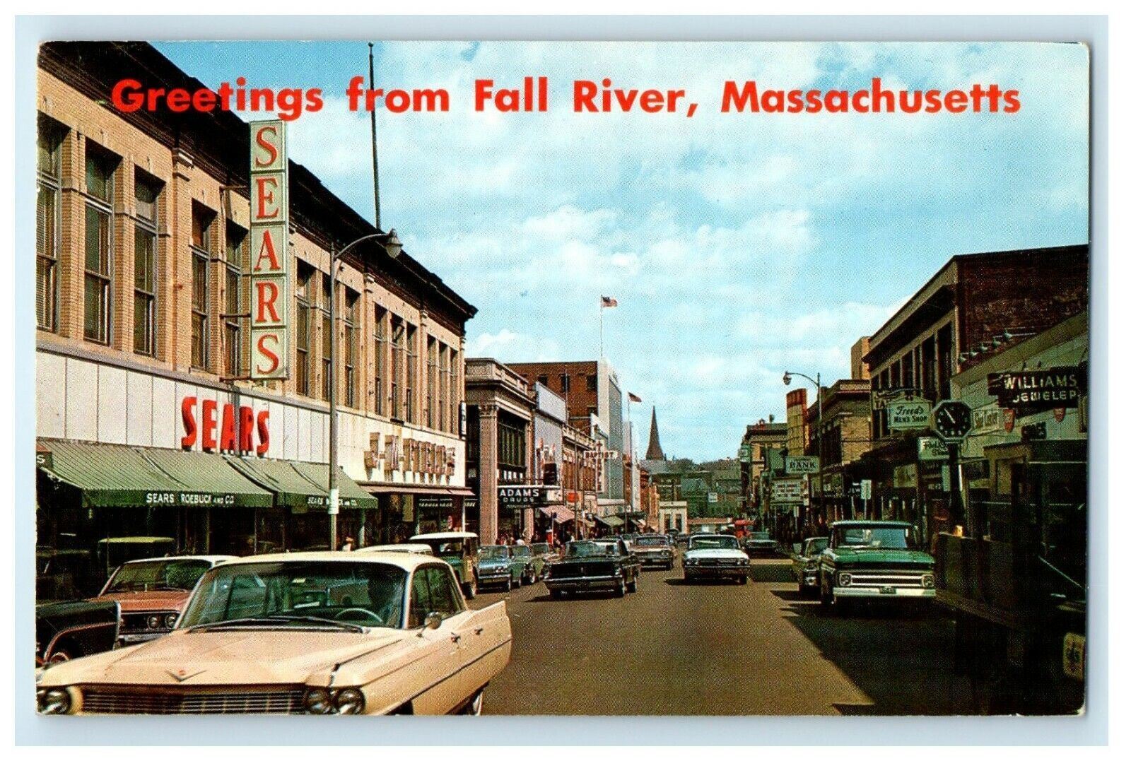 1967 Greetings from Fall River Massachusetts MA Cancel Vintage Postcard