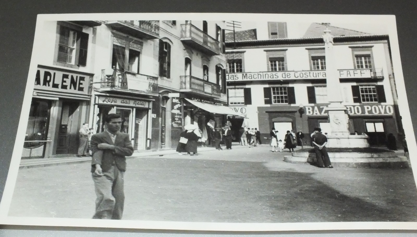 ANTIQUE PHOTO MADEIRA  Portugal Funchal 1937 STREET SHOPS SCENE