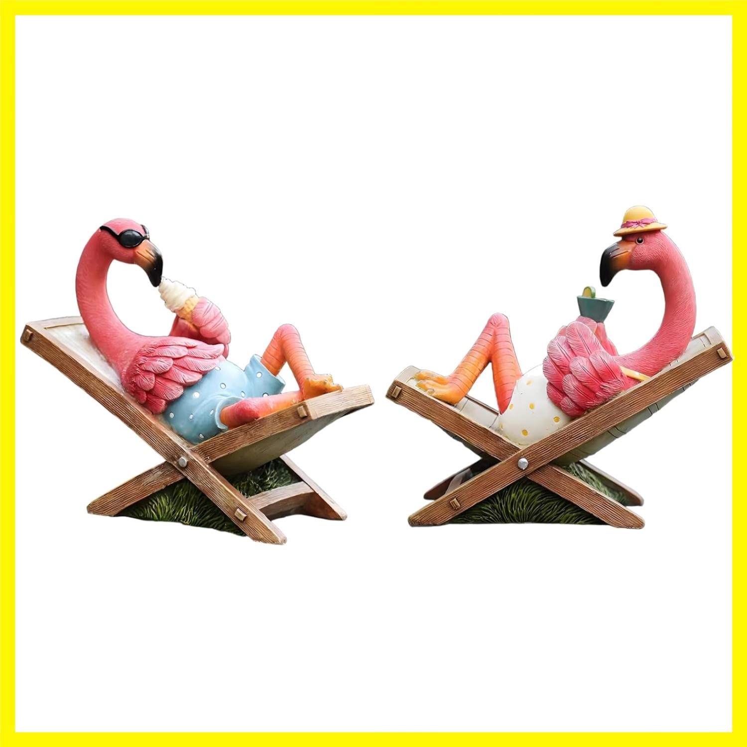 2Pcs Pink Flamingo Figurines Resin Flamingo Bird Sculpture,Small Flamingo Orn...