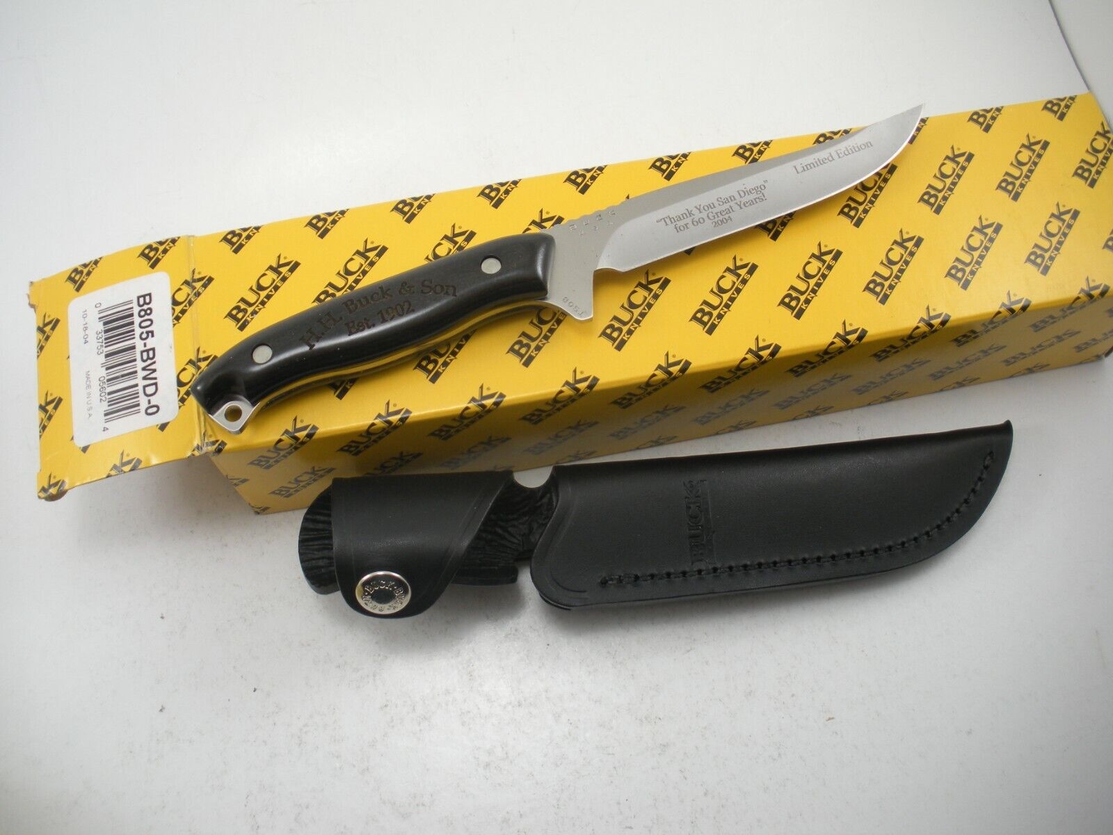 BUCK 805 LIMITED EDITION THANK YOU SAN DIEGO KNIFE NEVER USED IN BOX