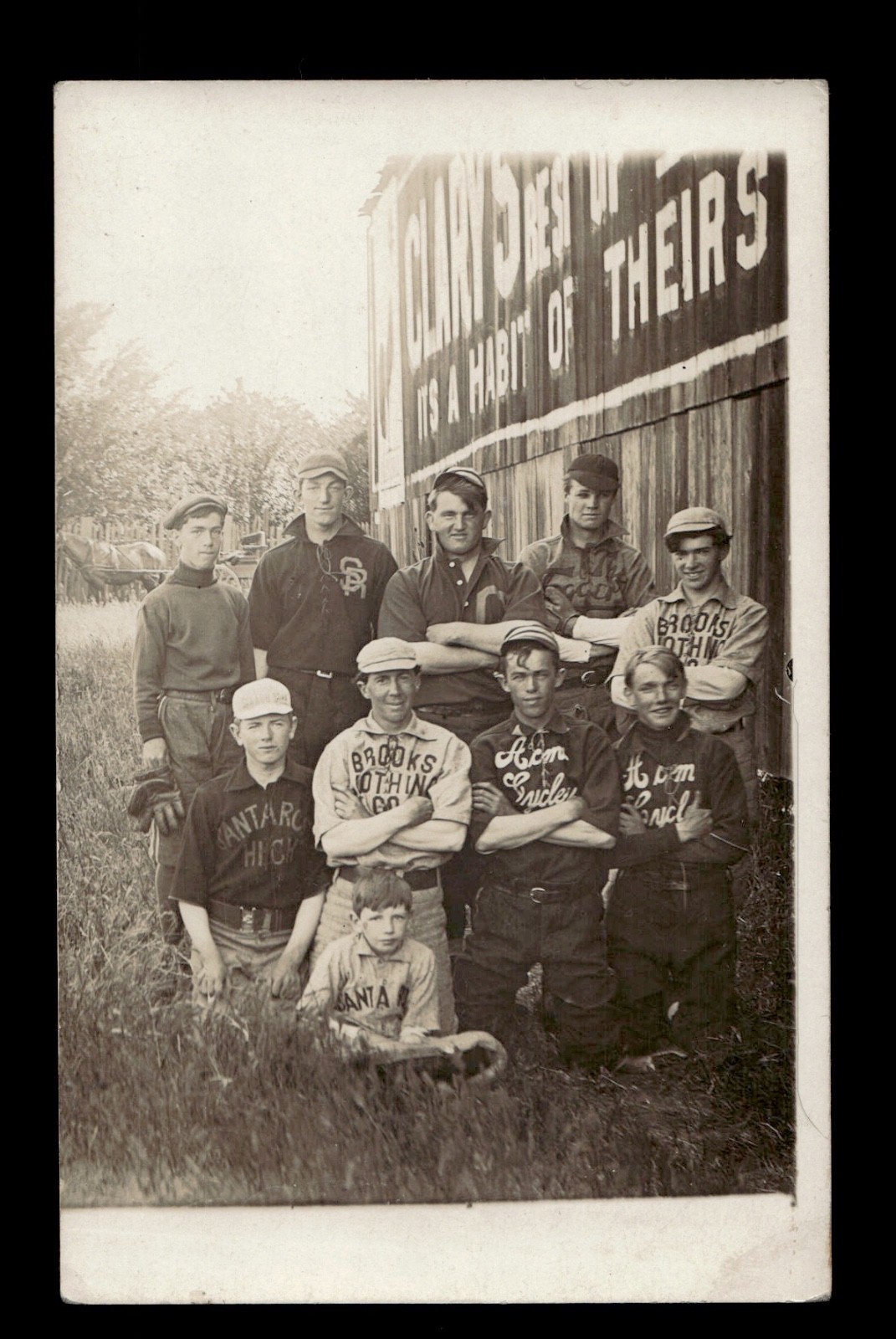 Santa Rosa Hicks Baseball Team RPPC AZO c1910 California Youth Advertising Barn Santa Rosa Hicks Baseball Team RPPC AZO c1910 California Youth Advertising Barn