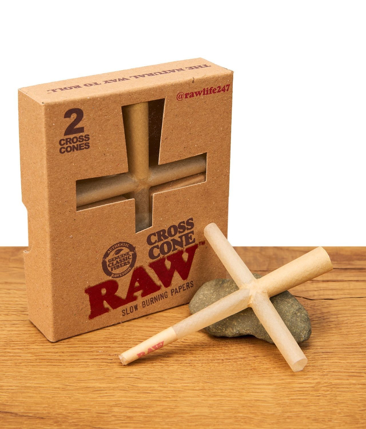 RAW Classic Cross Cone – 2 Cones per Pack (Full Box)
