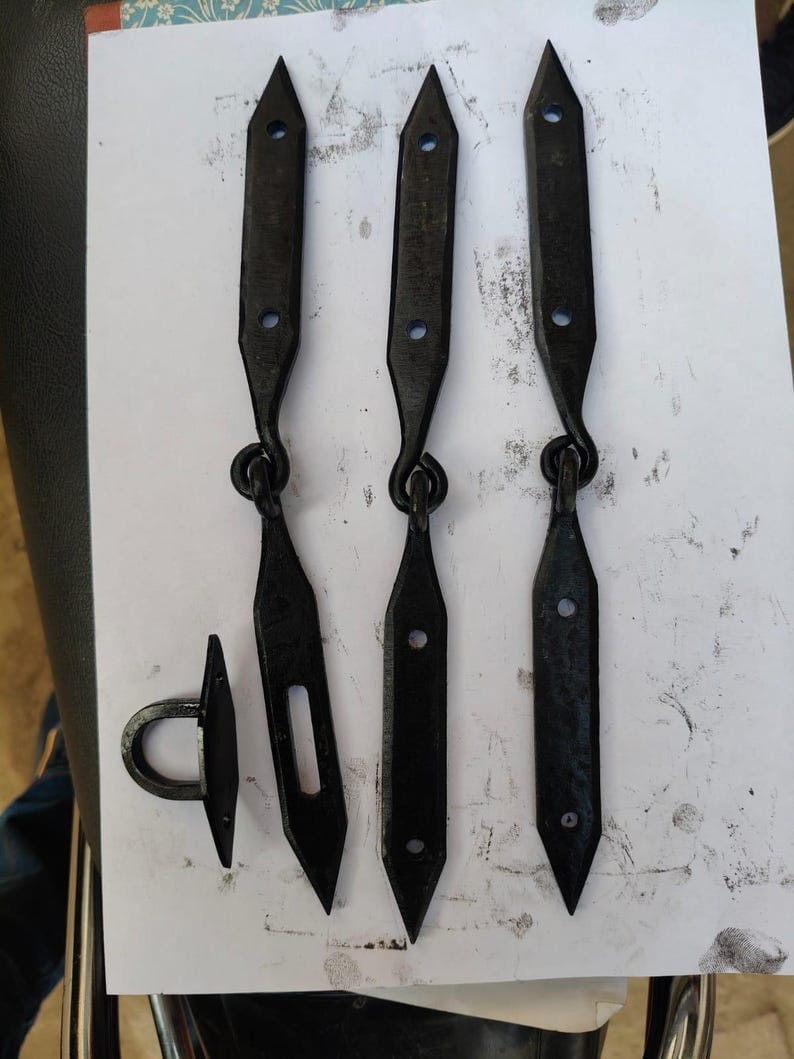 Medieval Hand Forged Box Hinges & Hasp Set – Wrought Iron Hardware