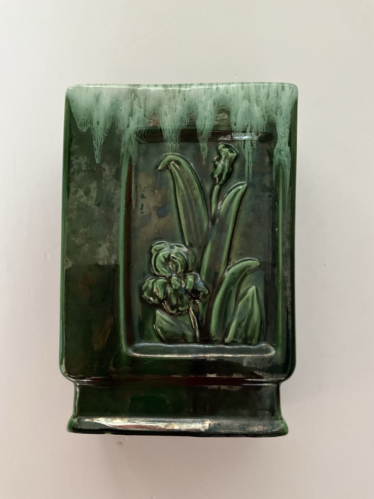 VINTAGE  NAPCO 618 GREEN MID CENTURY (ART NOUVEAU)  Or DECO HEAVY Vase Planter