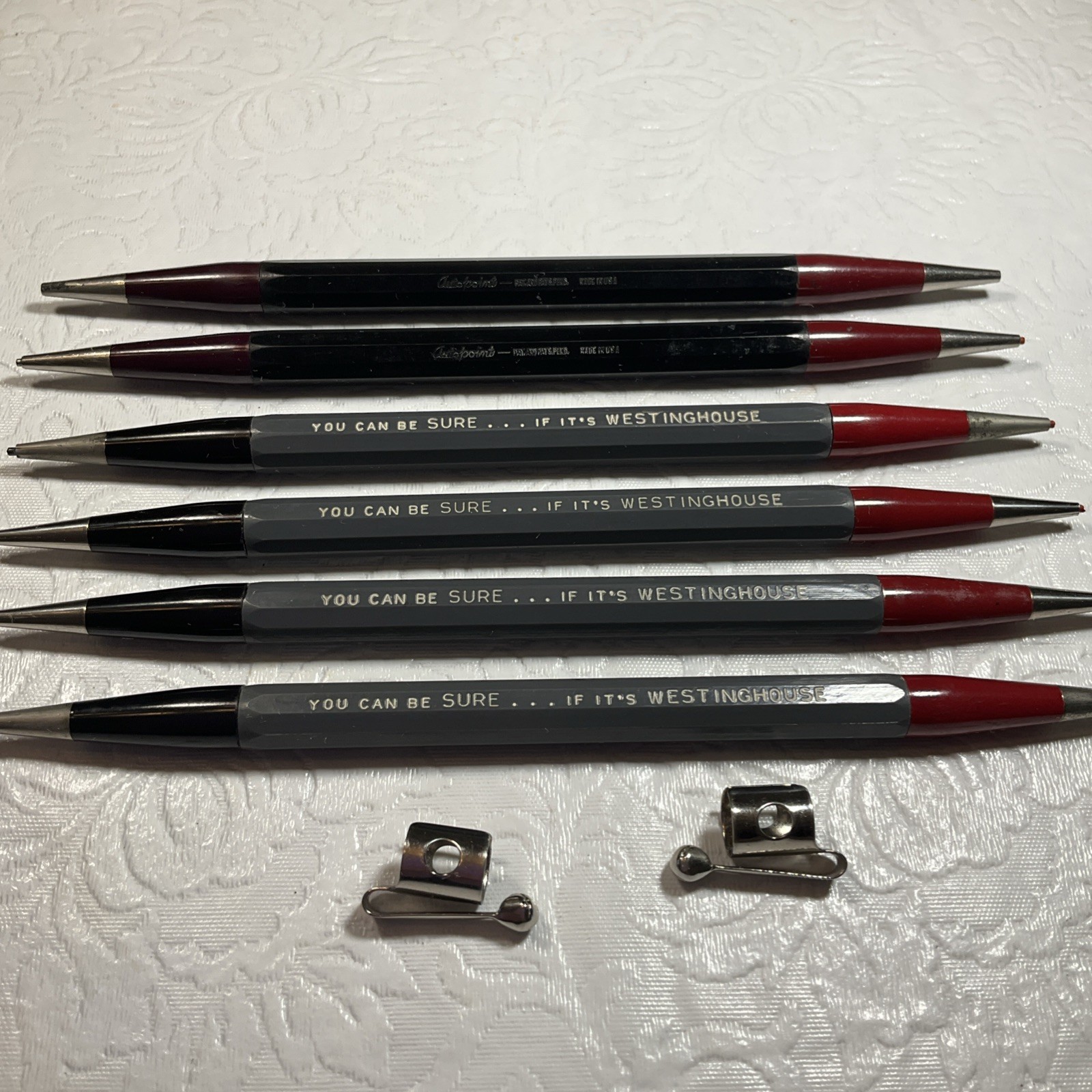 Vintage AUTOPOINT Mechanical Pencils Twinpoint Double End Red Black Westinghouse