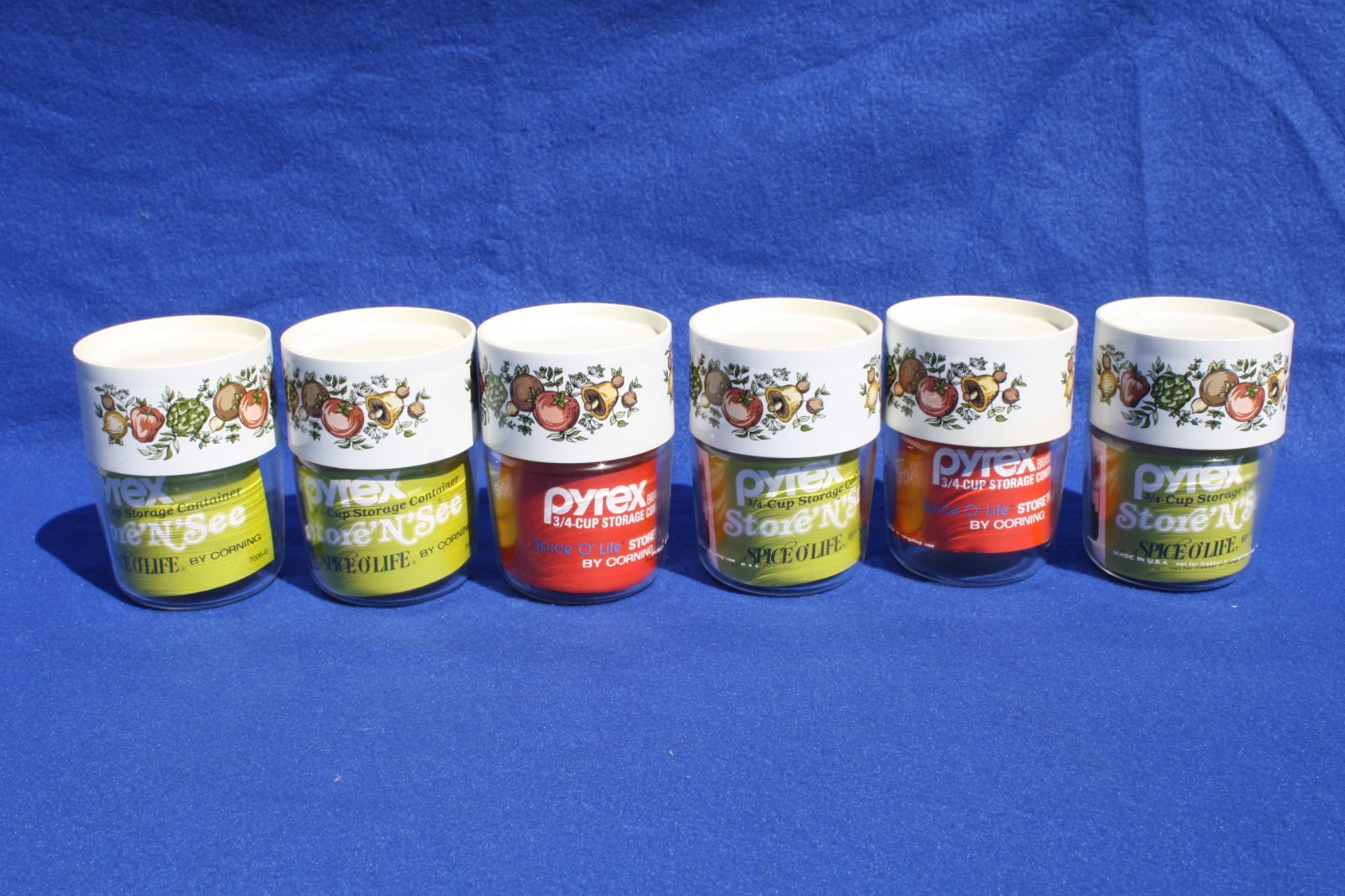 NOS 6 Corning Pyrex Spice of Life See N Store Glass Canister Storage Jars