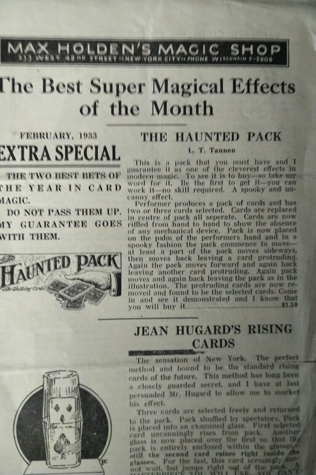 Max Holden's Magic Shop Brochure Undated Circa 1930's Original