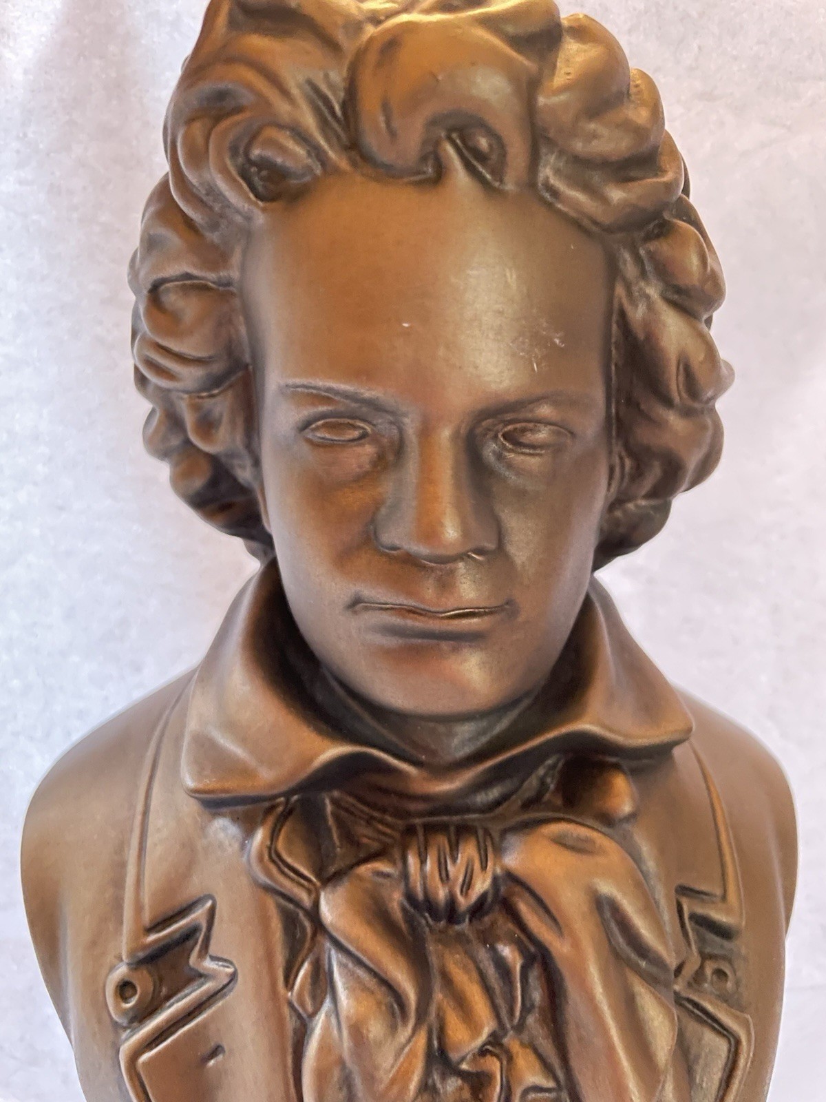Ludwig Van Beethoven Bust Statue Figurine Chalkware Bronze Finish 12” Heavy VTG