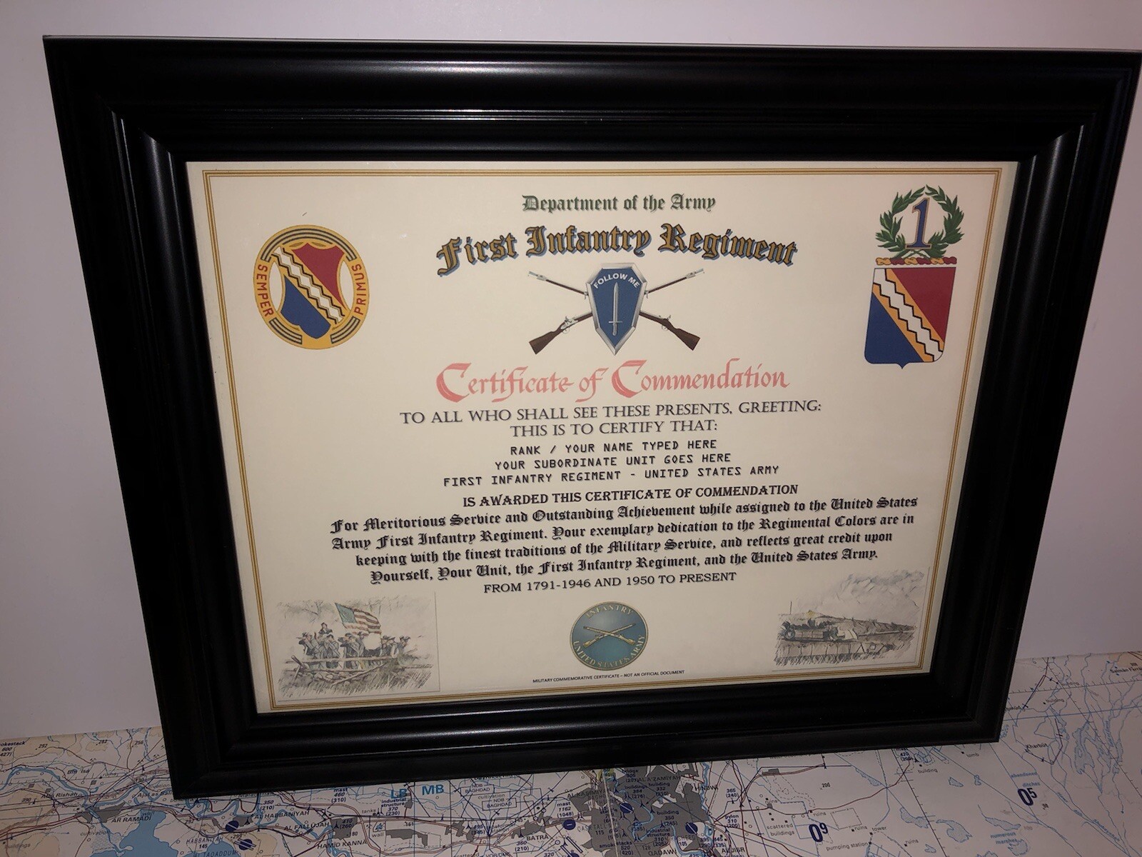 1ST INFANTRY REGIMENT / COMMEMORATIVE - CERTIFICATE OF COMMENDATION
