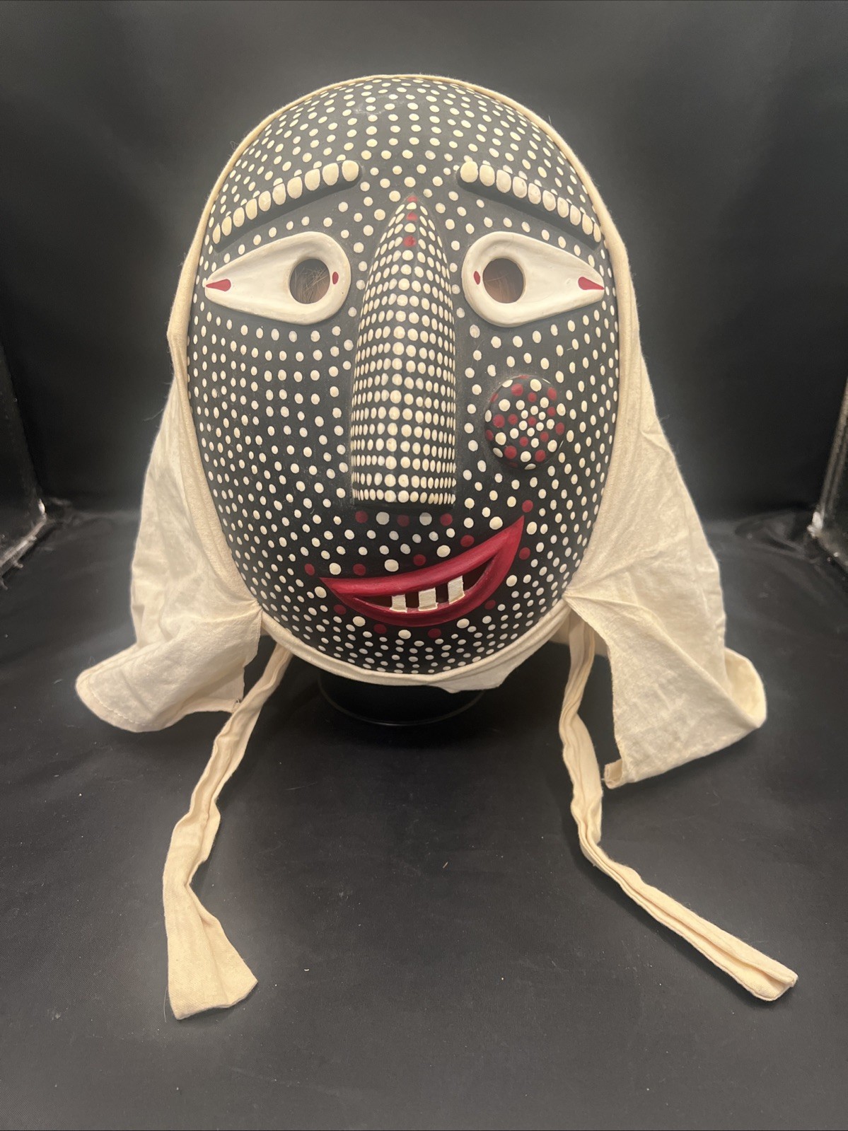 Vintage Korean Yangju Style Wooden Folk Dance Mask Hand Painted 12” Theater Art