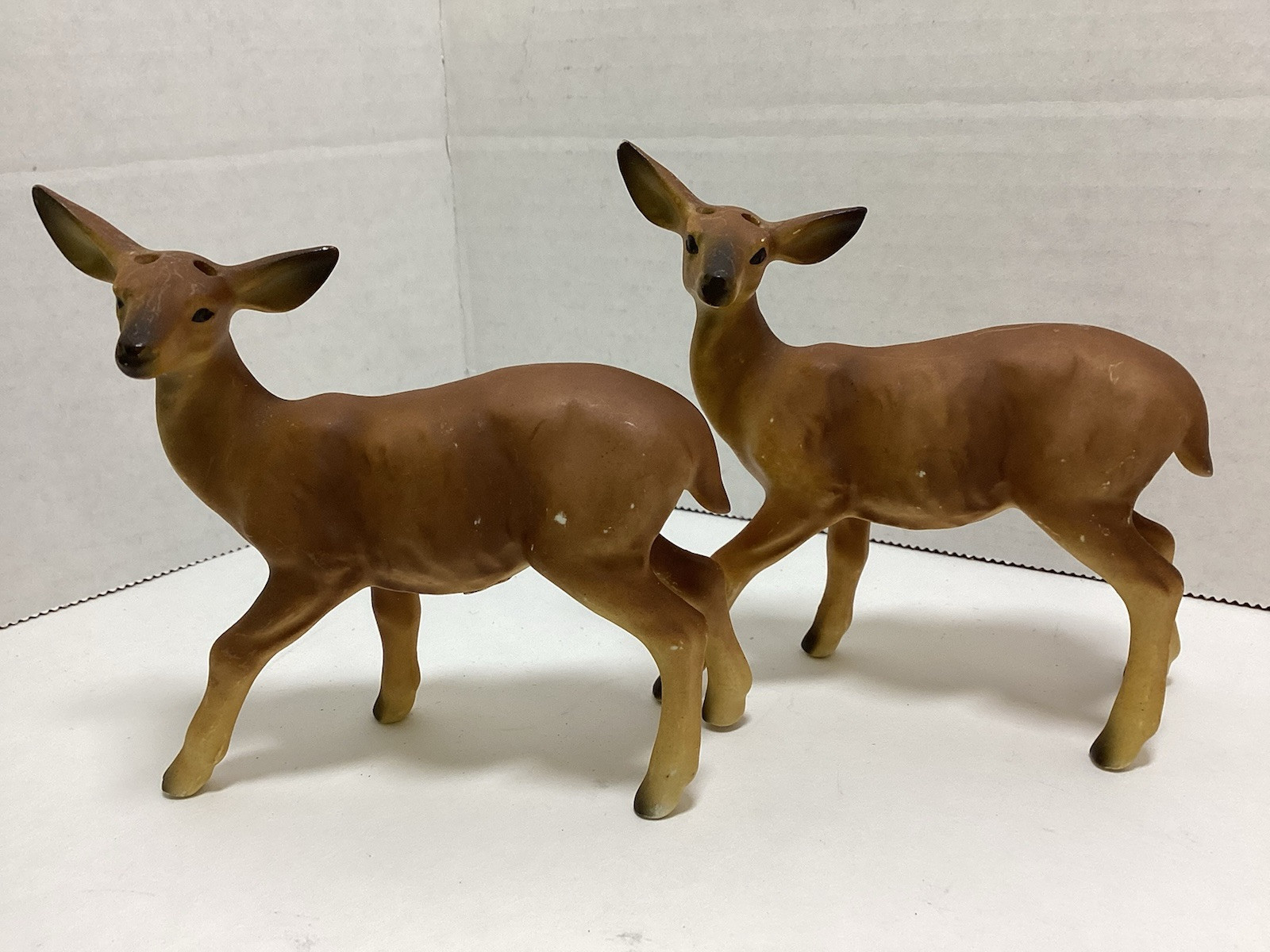 Lugenes Japan Deer Pair Ceramic  Figurines Rare