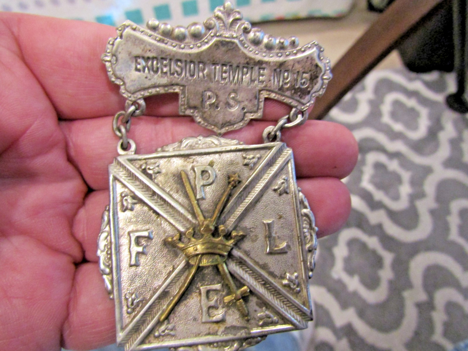 Antique Knights of Pythias FPLE Fraternal Badge Pettibone Bros Cincinnati