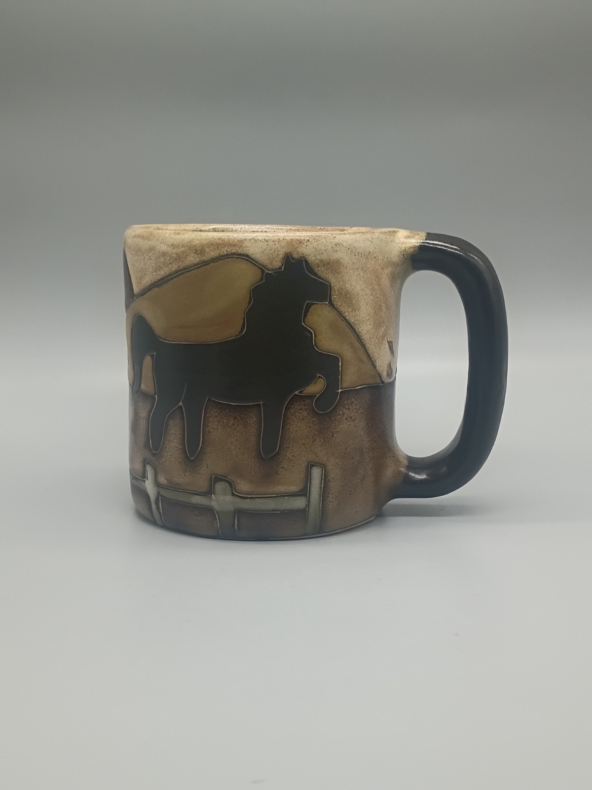 Mara Stoneware Mexican Pottery Hand Carved Ranch Western Horse Mug Coffee Cup Mara Stoneware Mexican Pottery Hand Carved Ranch Western Horse Mug Coffee Cup