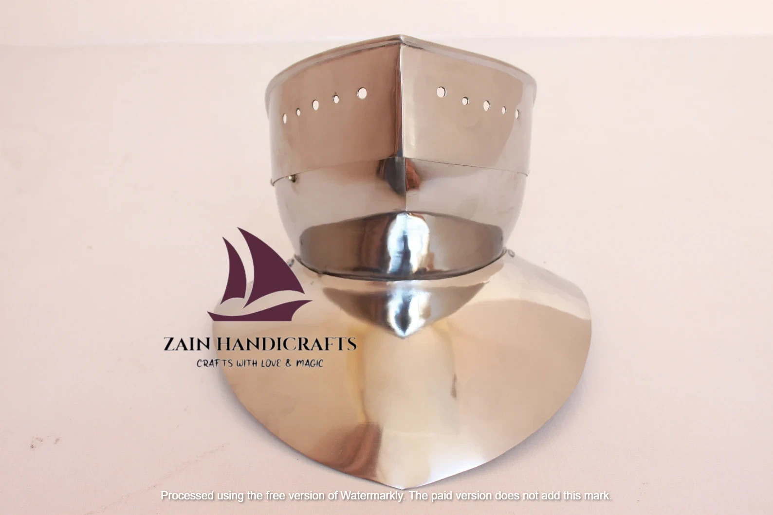 ZAIN Medieval Steel Knight Gorget With Bevor Reenactment Silver Halloween Gift