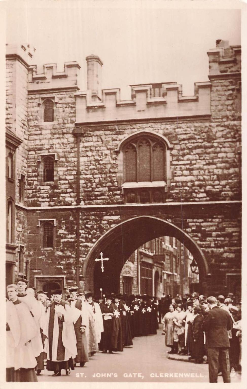 Vintage RPPC St. John\'s Gate Clerkenwell London Procession Postcard 1943