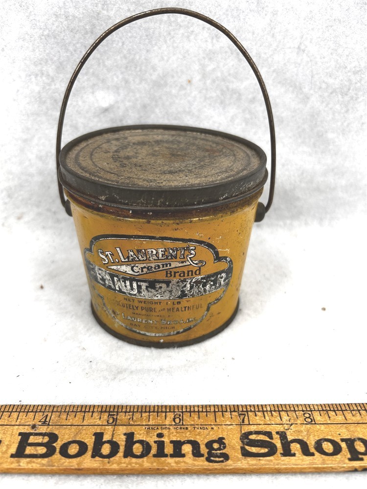 antique peanut butter tin advertising pail St.Laurent's Cream Brand original 