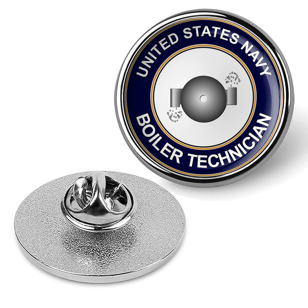U.S. Navy Boiler Technician Tie Tac, Hat Pin, Badge, Military Lapel Pin - Silver
