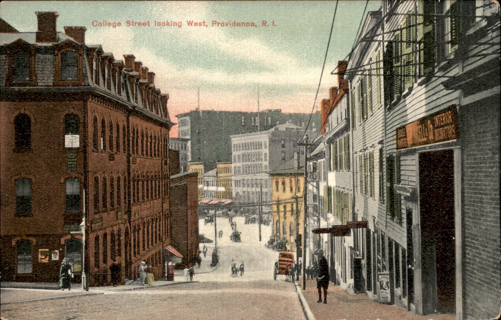 Providence RI College Street c1900s-10s Vintage Postcard Providence RI College Street c1900s-10s Vintage Postcard