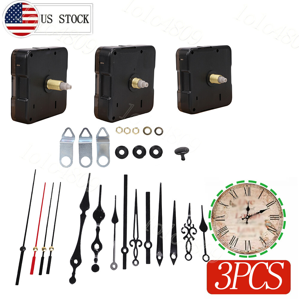 3PCS DIY Wall Quartz Clock Movement Mechanism Repair Tool Parts Kit