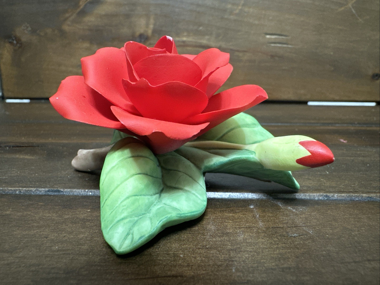 Enesco Imports Designed Giftware Handpainted Red Rose Porcelain Figurine 3.5\