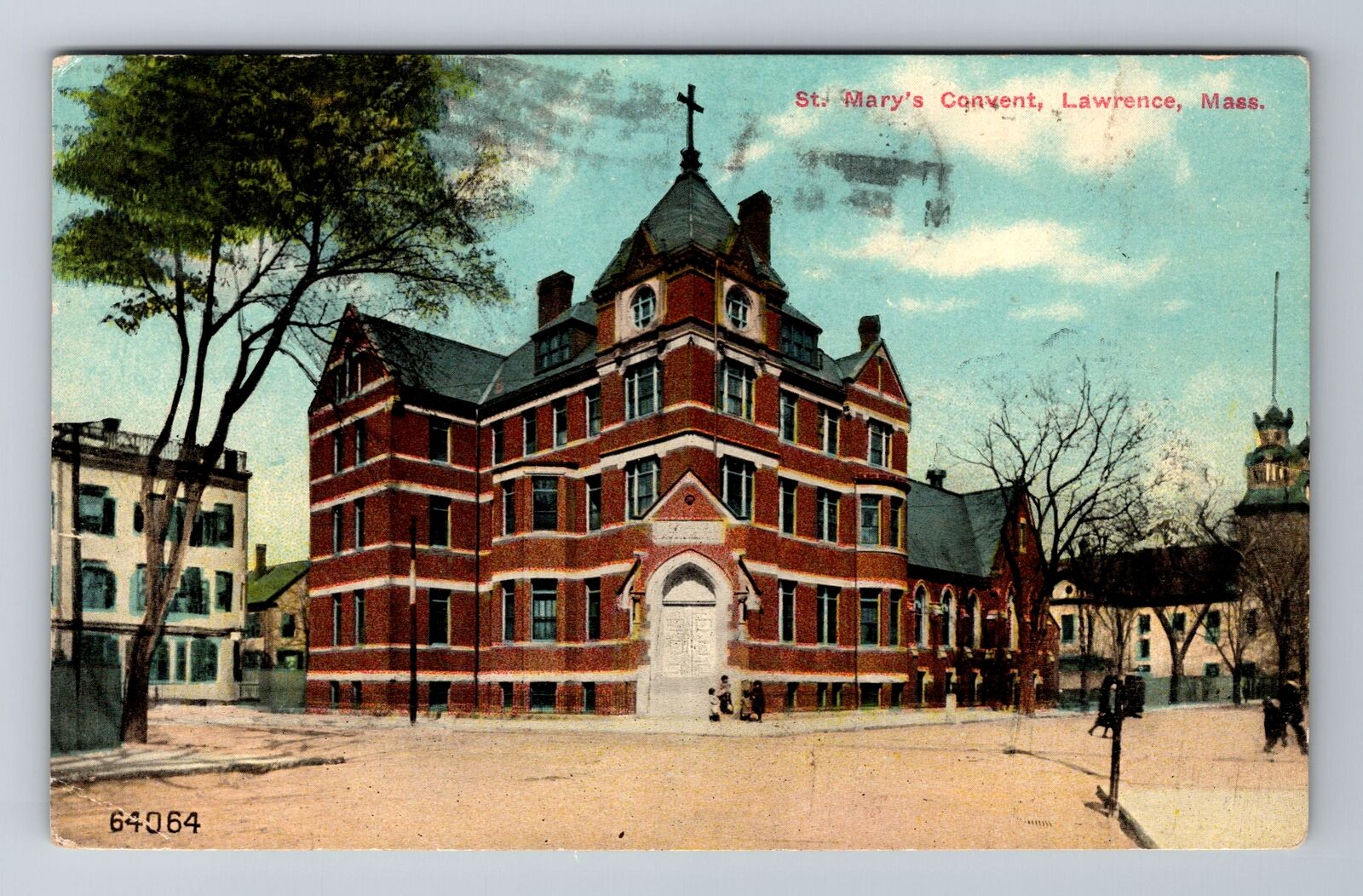 Lawrence MA-Massachusetts, St Mary's Convent, Religion, Vintage c1911 Postcard