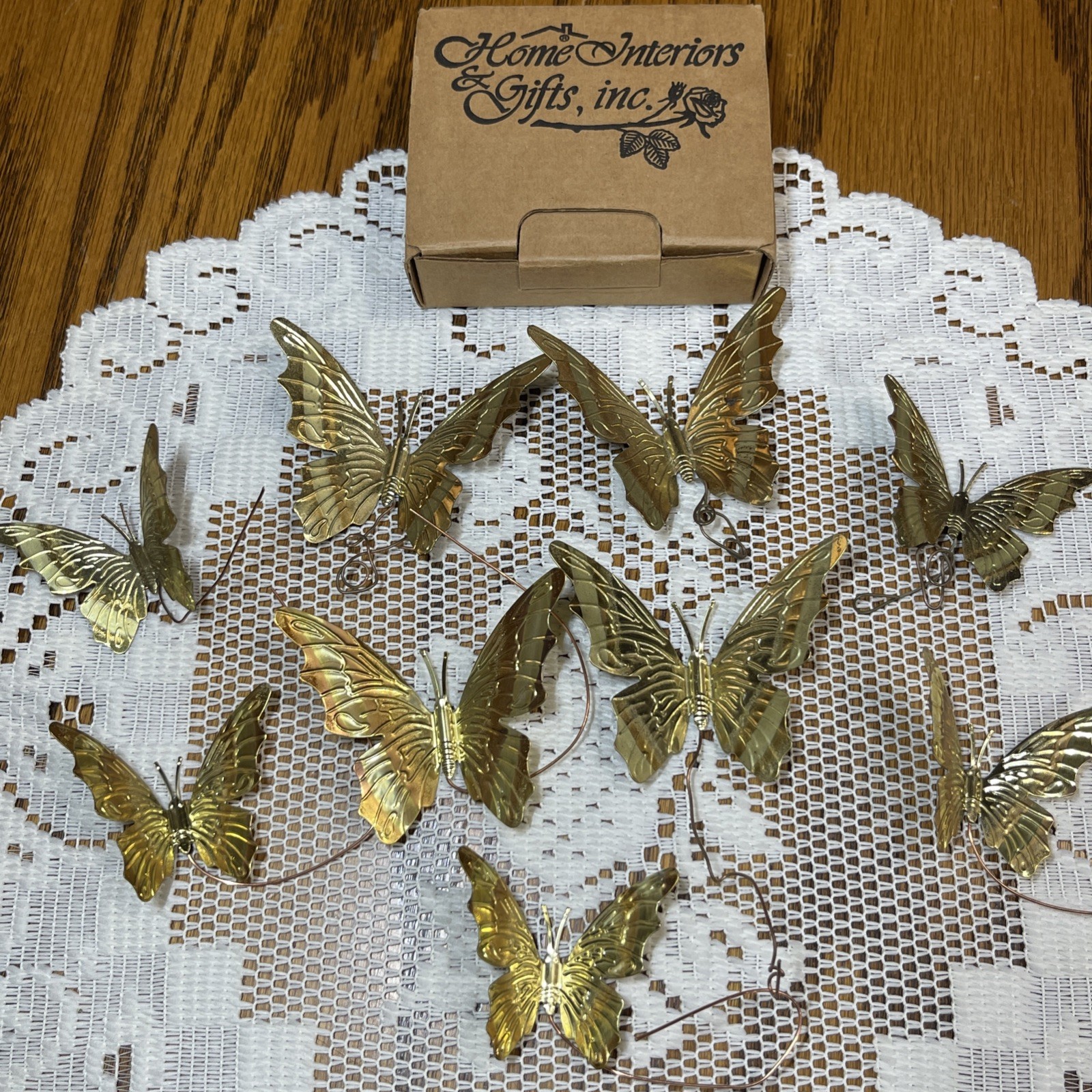 9 Vintage Homco Butterflies Metal Brass Gold Tone MCM Retro Cottage 70s  Decor