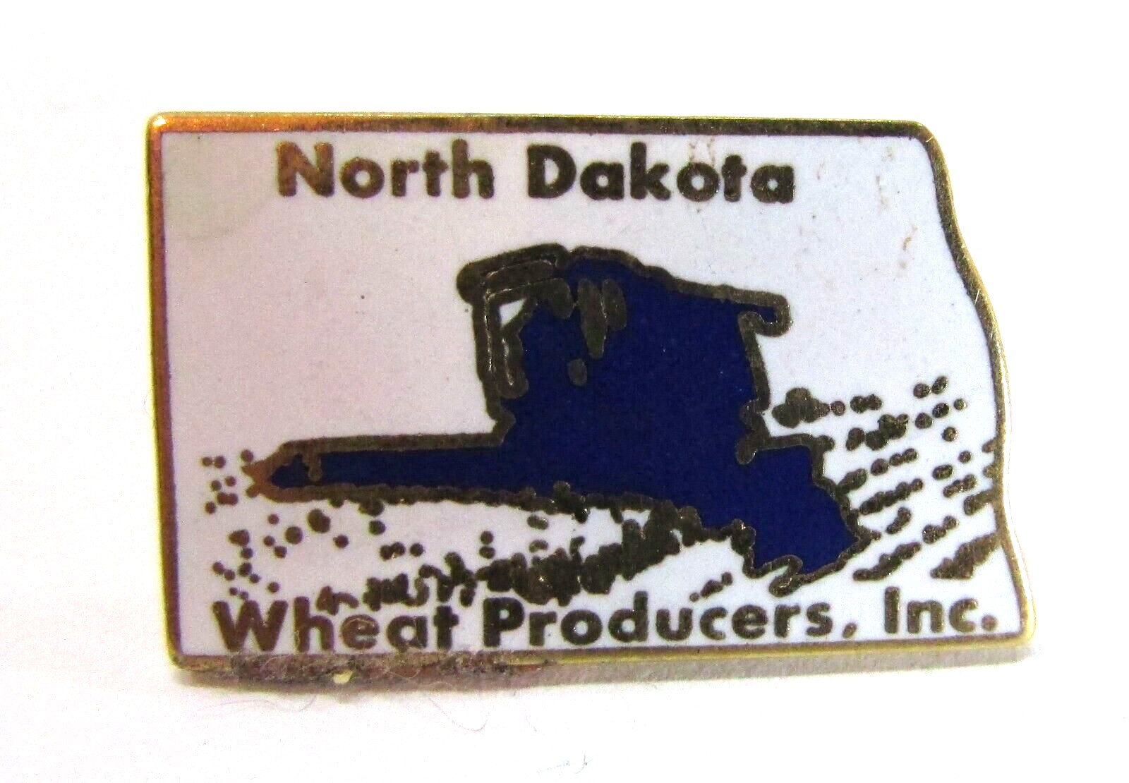 Vintage 1980\'s North Dakota Wheat Producers State Outline Combine Metal Hat Pin
