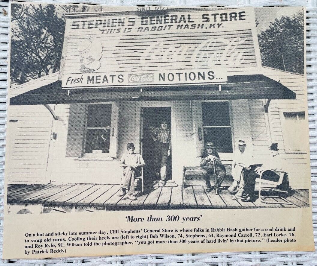 Rabbit Hash Kentucky Boone Co. KY Stephens General Store Old Newspaper Article