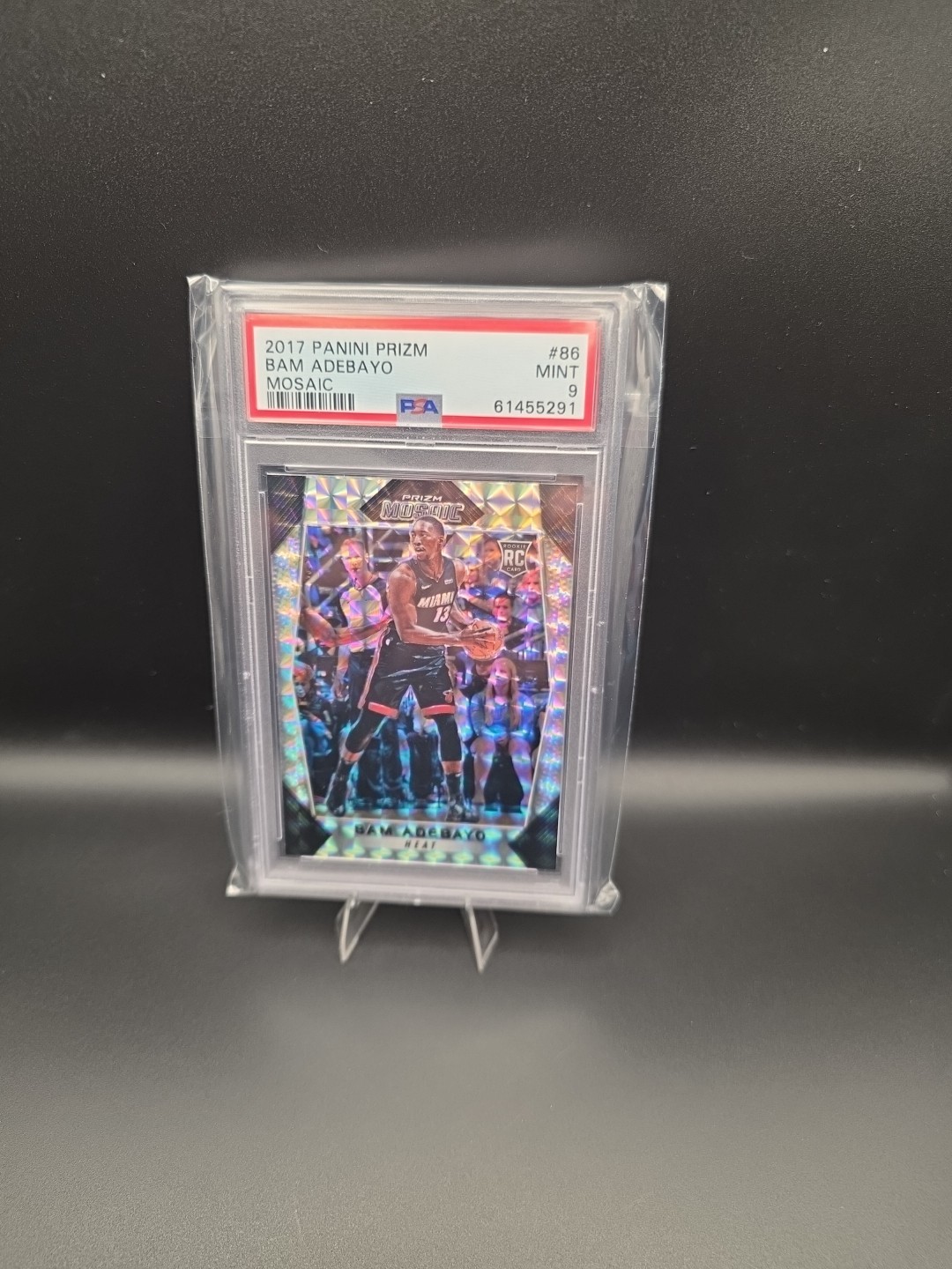 2017-18 PANINI PRIZM #86 BAM ADEBAYO RC SILVER MOSAIC PRIZM ROOKIE PSA 9 MINT 2017-18 PANINI PRIZM #86 BAM ADEBAYO RC SILVER MOSAIC PRIZM ROOKIE PSA 9 MINT