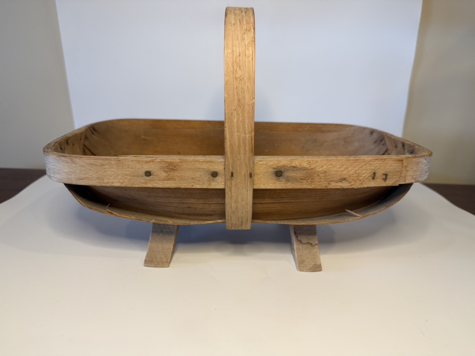 Vintage Putney Vermont Baskerville Old  Wooden Trug Garden Basket