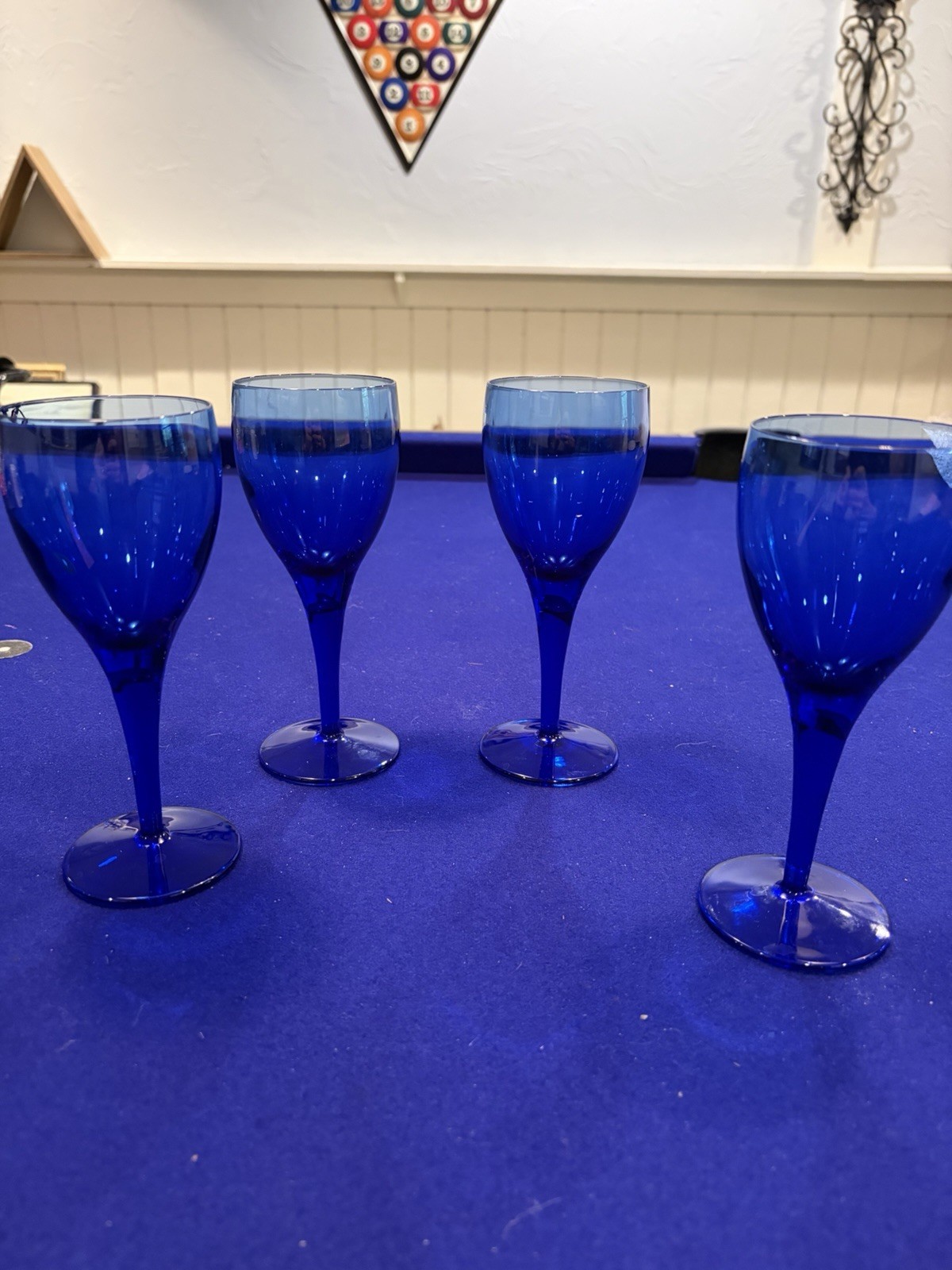 Vintage Luigi Bormioli Michelangelo cobalt Blue Wine Glasses Blown glass Crystal