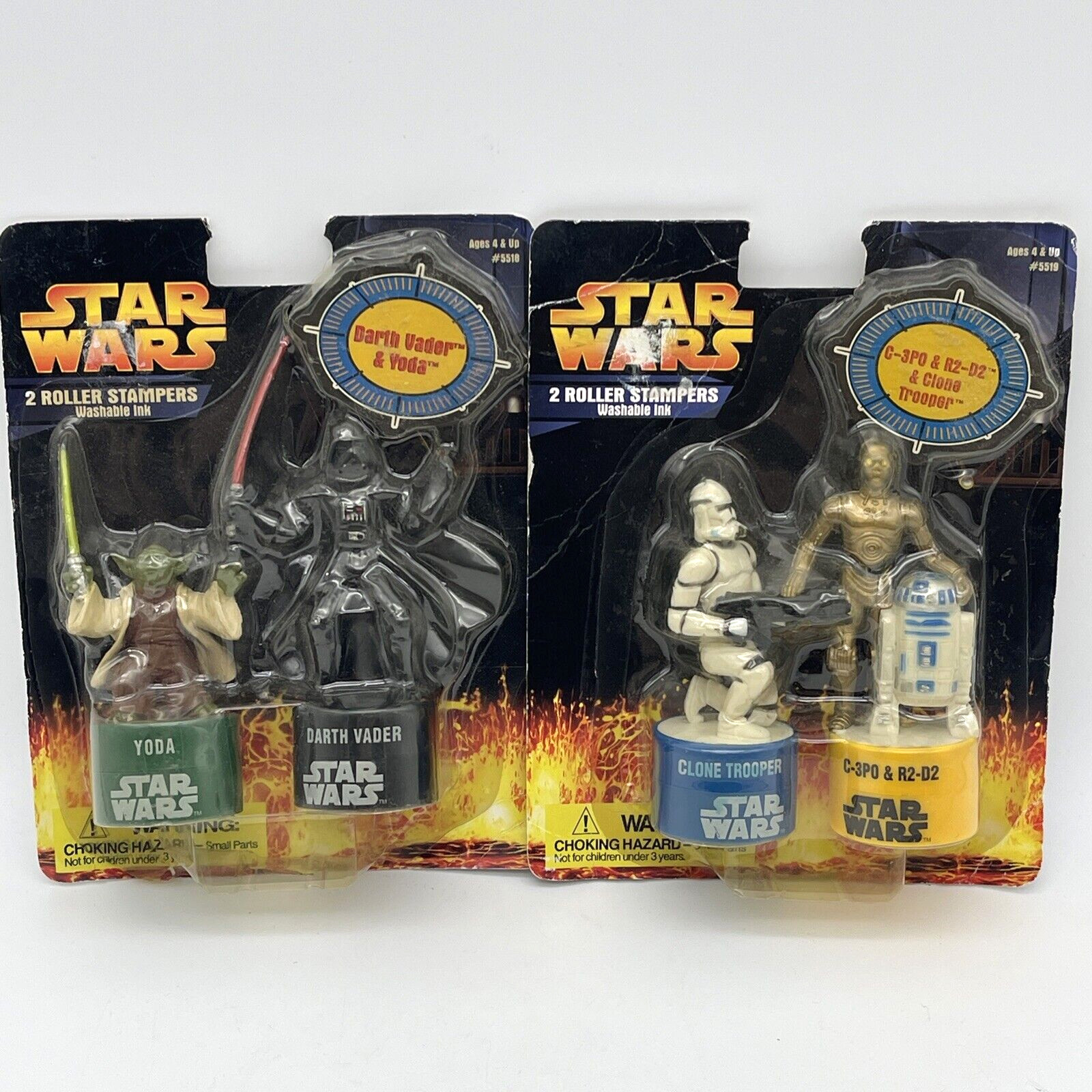 Star Wars Roller Stampers Lot Yoda, Darth Vader, C-3PO, R2-D2, Clone Trooper NEW