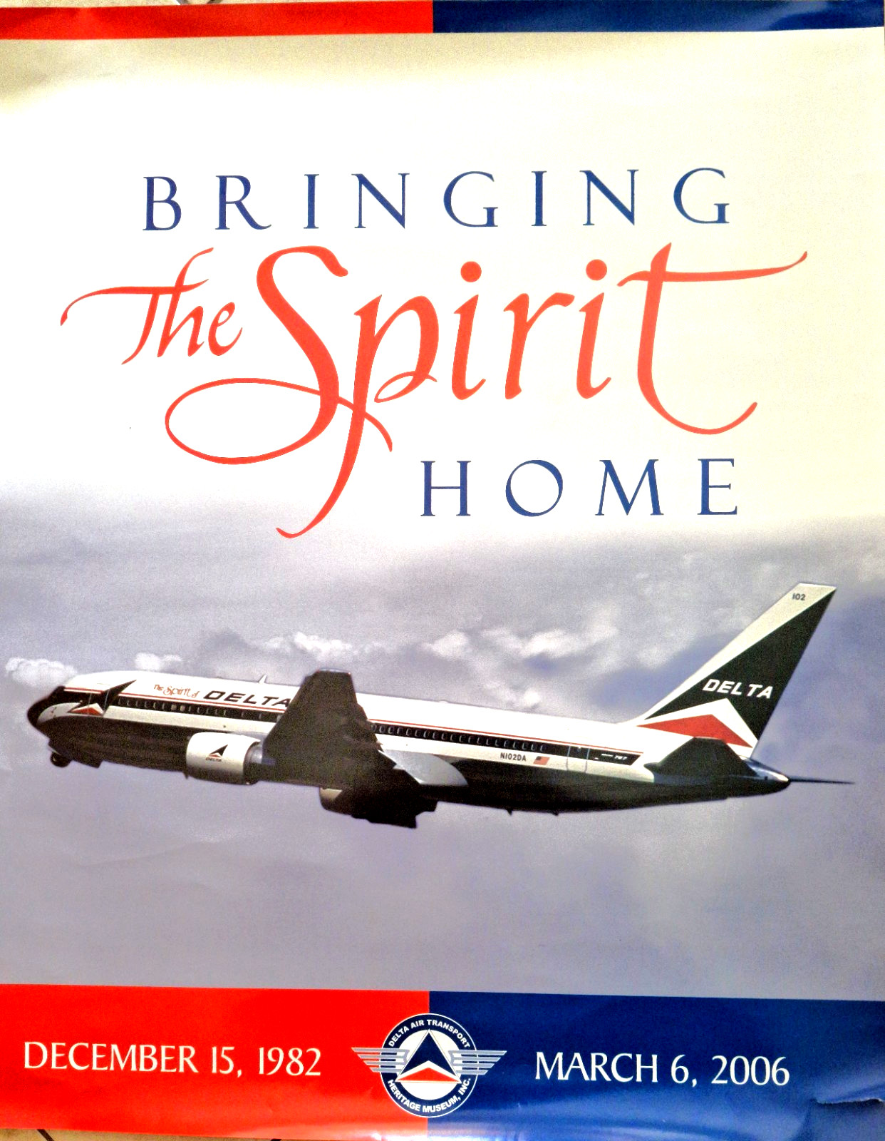 Delta Airlines Poster Bringing the Spirit Home  Boeing 767 1982-2006 16x18