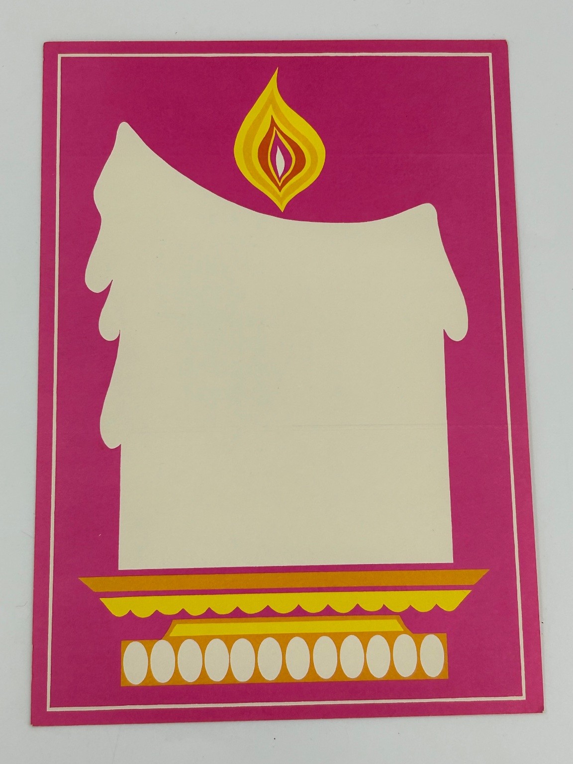 Vintage Happy Birthday Greeting Card Stylized Candle Magenta 1960s 1970s Vintage Happy Birthday Greeting Card Stylized Candle Magenta 1960s 1970s