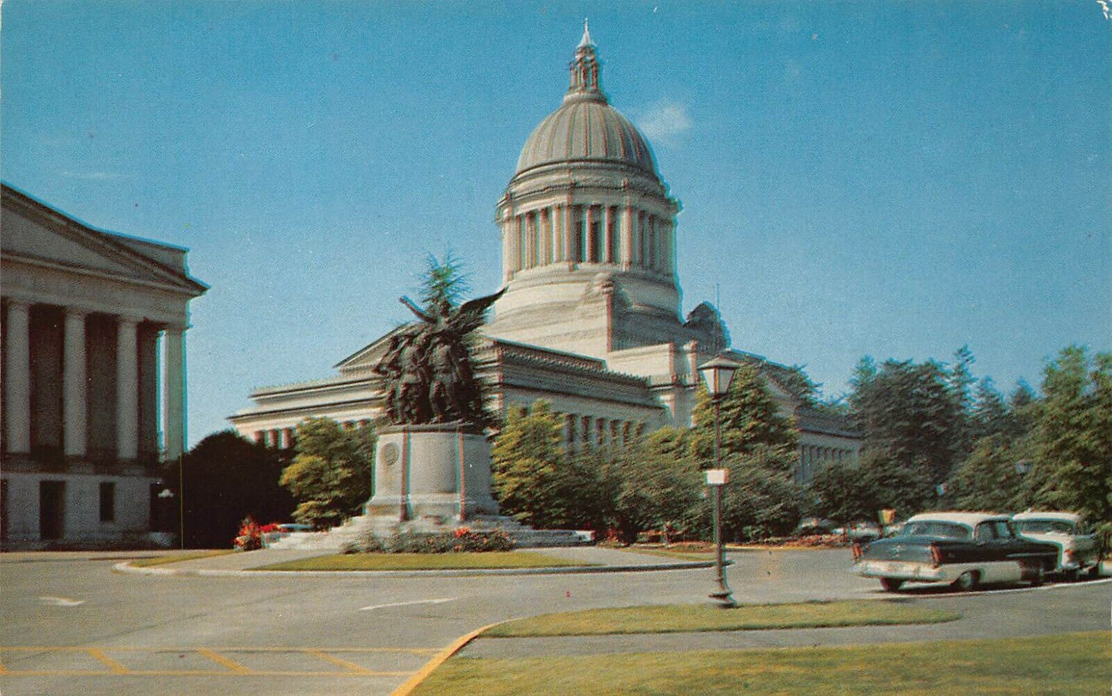 Olympia WA Washington Downtown State Capitol 1950s Court House Vtg Postcard O8