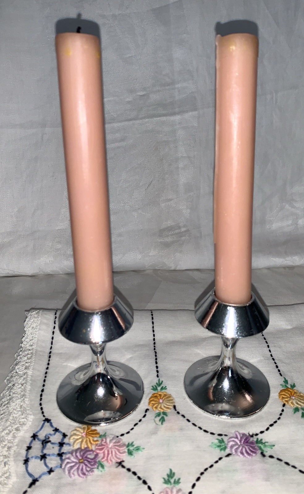 Vintage Lenox Silver Candlestick Holders Set Of 2 MCM 3\ Vintage Lenox Silver Candlestick Holders Set Of 2 MCM 3\