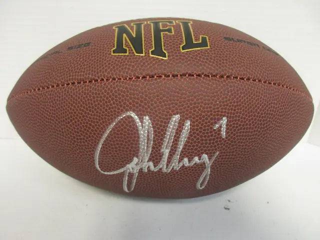 John Elway of the Denver Broncos signed autographed brown football PAAS COA 965