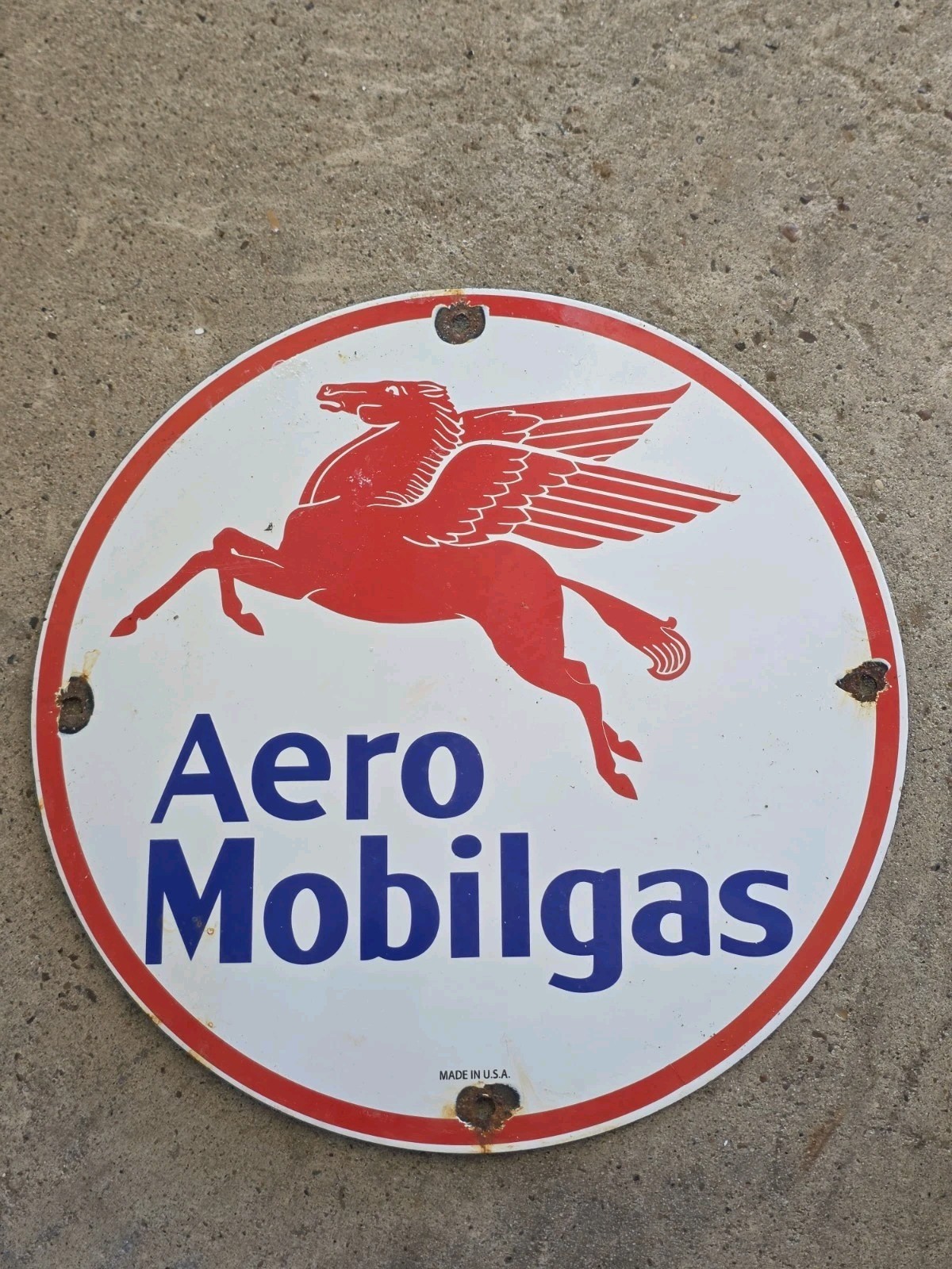 VINTAGE AERO MOBILGAS PORCELAIN SIGN 12\