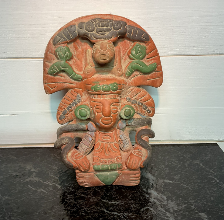 Vintage Inca Mayan Aztec - Clay Pottery -Terra Cotta Vase Incense -  7”x 5”