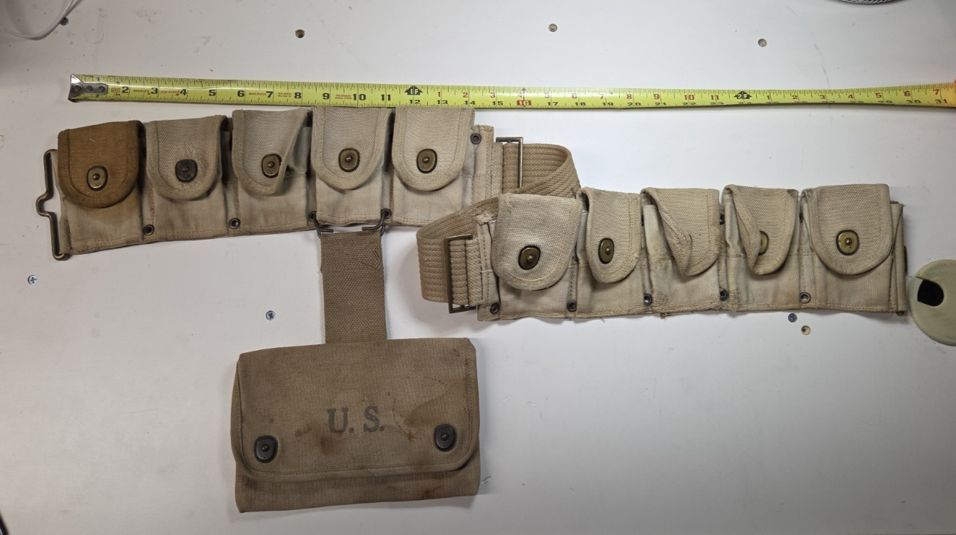 VINTAGE WWI US ARMY M1903 SPRINGFIELD 10-POCKET CARTRIDGE BELT