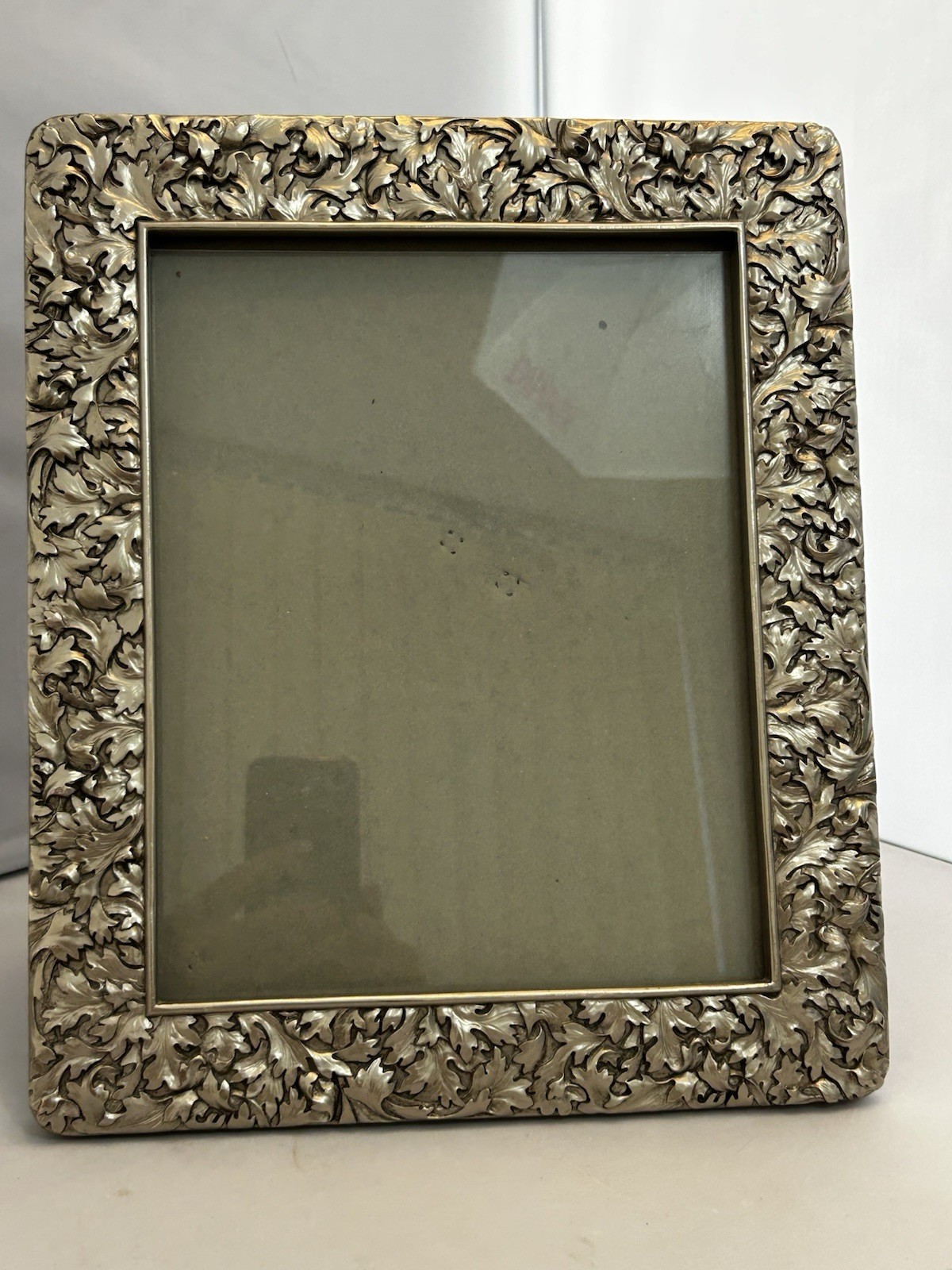 Vintage 1995 Terragrafics 8x10 Photo Frame Heavy Silver Acanthus Leaf Ornate