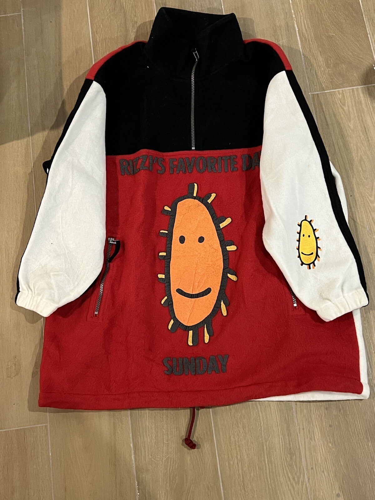 RARE James Rizzi Jacket Fleece RIZZI\'S FAVORITE DAY SUNDAY by Cresson, NEW LARGE RARE James Rizzi Jacket Fleece RIZZI\'S FAVORITE DAY SUNDAY by Cresson, NEW LARGE