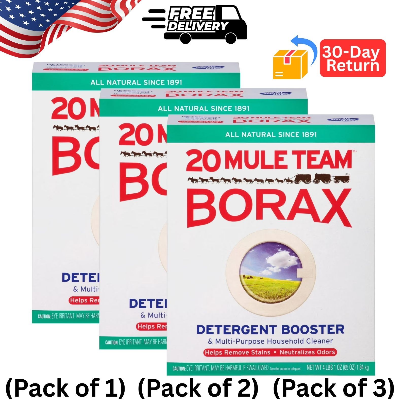 20 Mule Team All Natural Borax Detergent Booster & Household Cleaner, 65 Ounce 20 Mule Team All Natural Borax Detergent Booster & Household Cleaner, 65 Ounce